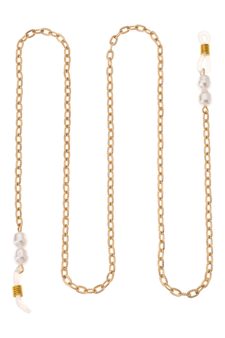 Imitation Pearl Eyeglass Chain, Main, color, GOLD