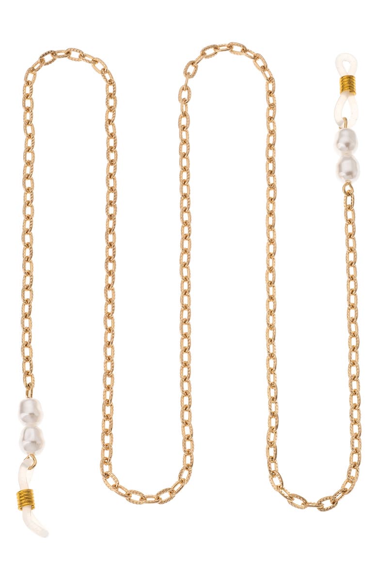 Ettika Imitation Pearl Eyeglass Chain, Main, color,