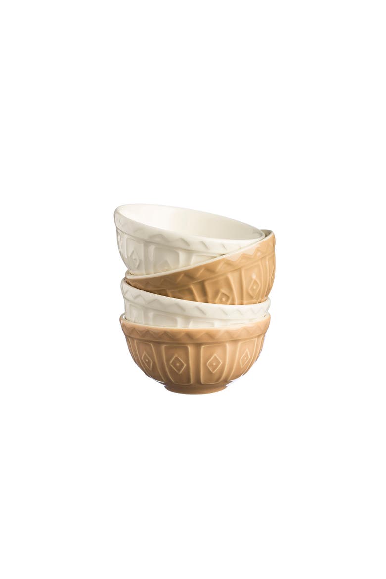 Cane Mini Prep Bowl Set, 4 Durable Stoneware Bowls for Kitchen Prep, Main, color, Beige