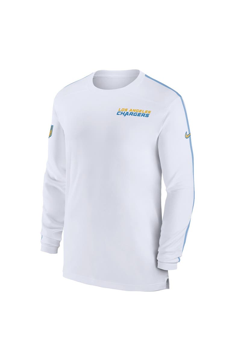 Nike Men's Nike White Los Angeles Chargers Sideline Coach UV Performance Long Sleeve T-Shirt, Alternate, color, White