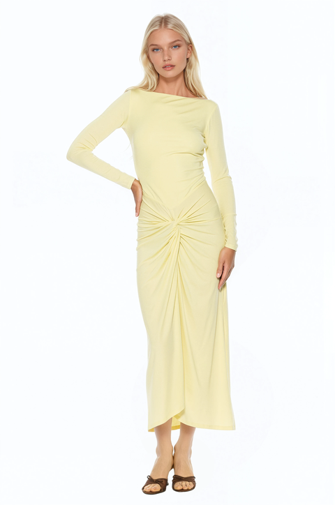 Revel Long Sleeve Draped Skirt Maxi Dress