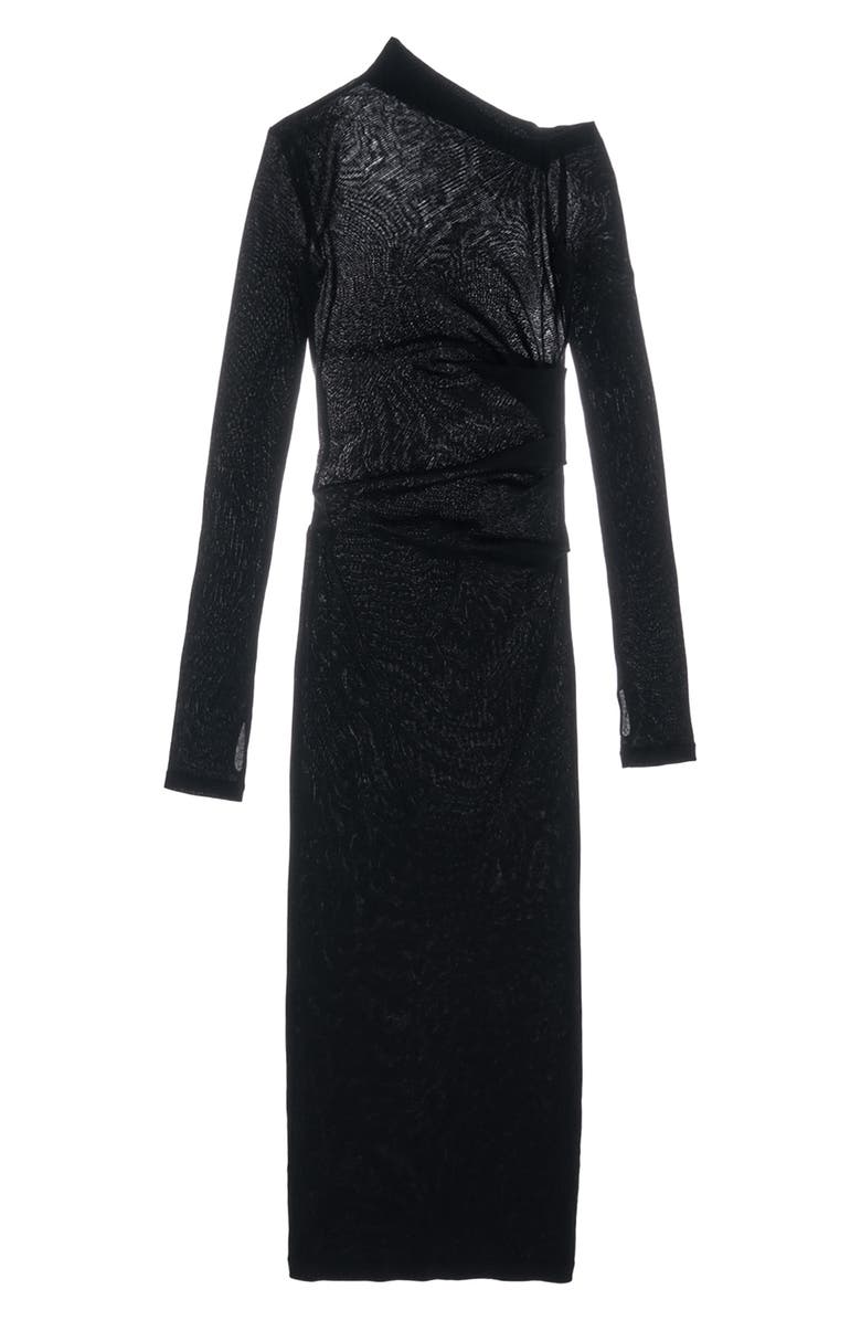 Helmut Lang Asymmetric Neck Long Sleeve Rib Dress, Alternate, color,