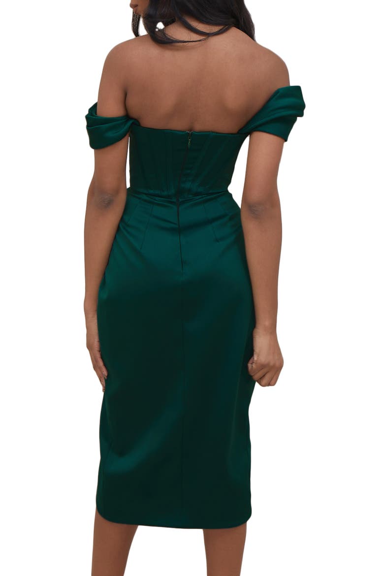 Loretta Off the Shoulder Satin Corset Dress, Alternate, color, GREEN