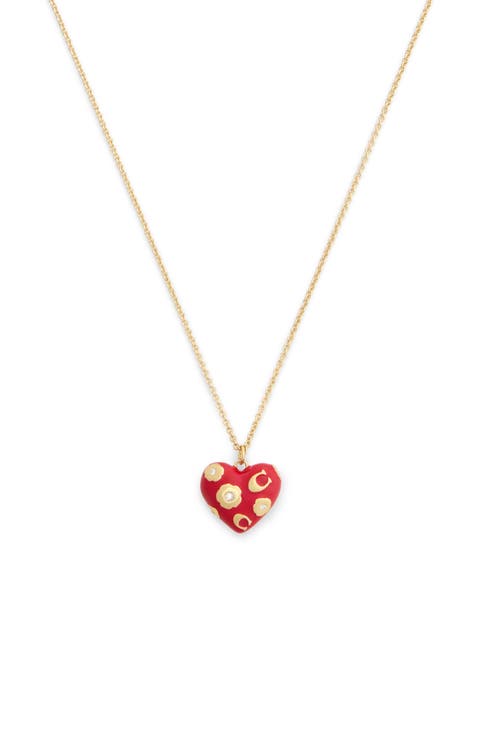 Floral Chubby Heart Pendant Necklace