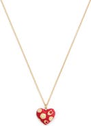 COACH Floral Chubby Heart Pendant Necklace