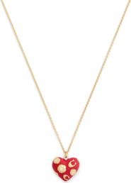 COACH Floral Chubby Heart Pendant Necklace