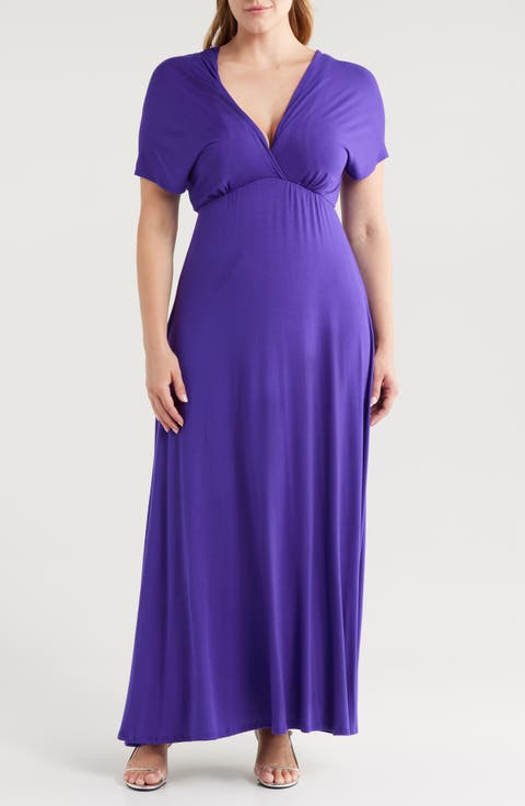 Empire Waist V-Neck Stretch Dress