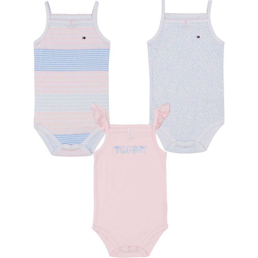 Tommy Hilfiger Baby Girls 3-pack Pastel Patterns Tank Bodysuits In Pink