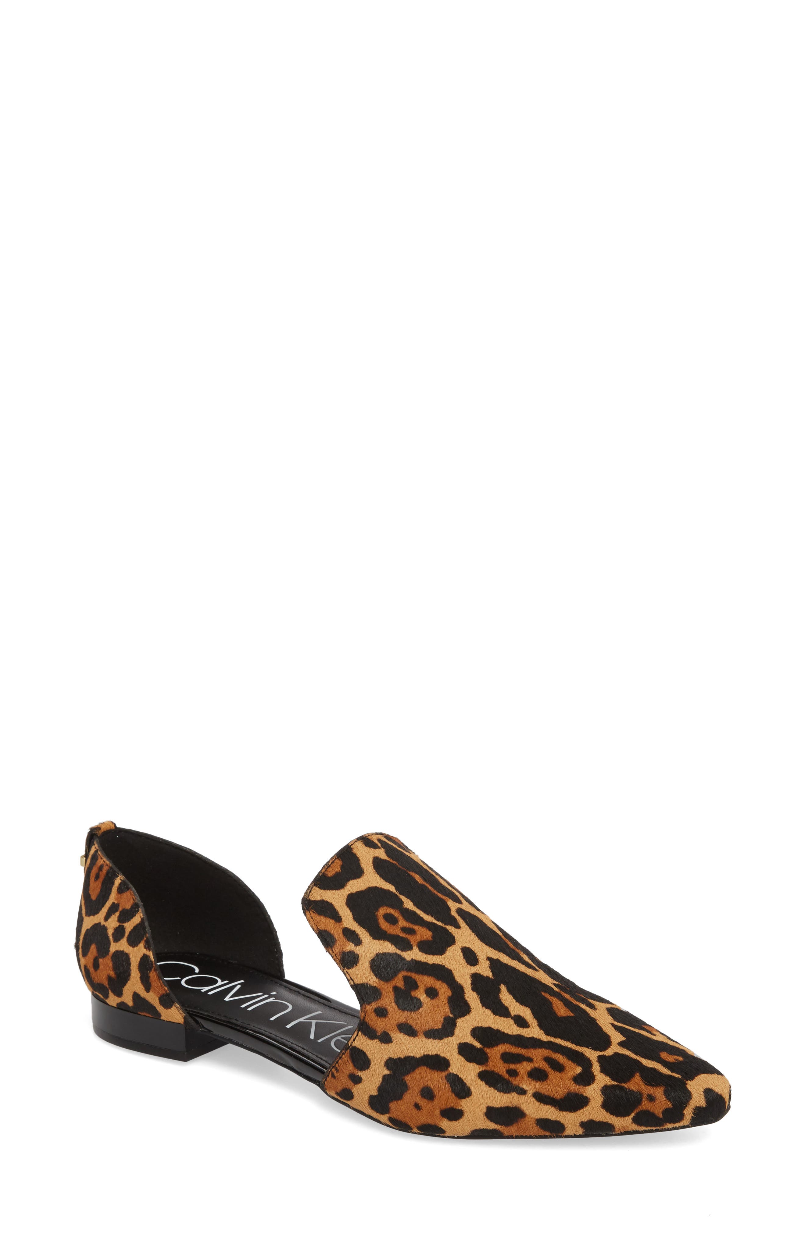 Edona Loafer Flat, Main, color, LEOPARD CALF HAIR