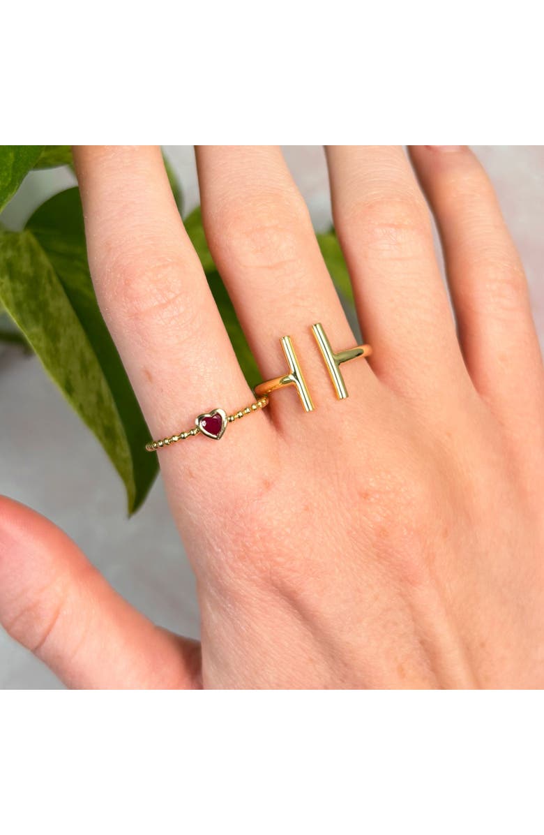 The Lovery Fine Jewelry Ruby Bezel Heart Ring, Alternate, color, Ruby