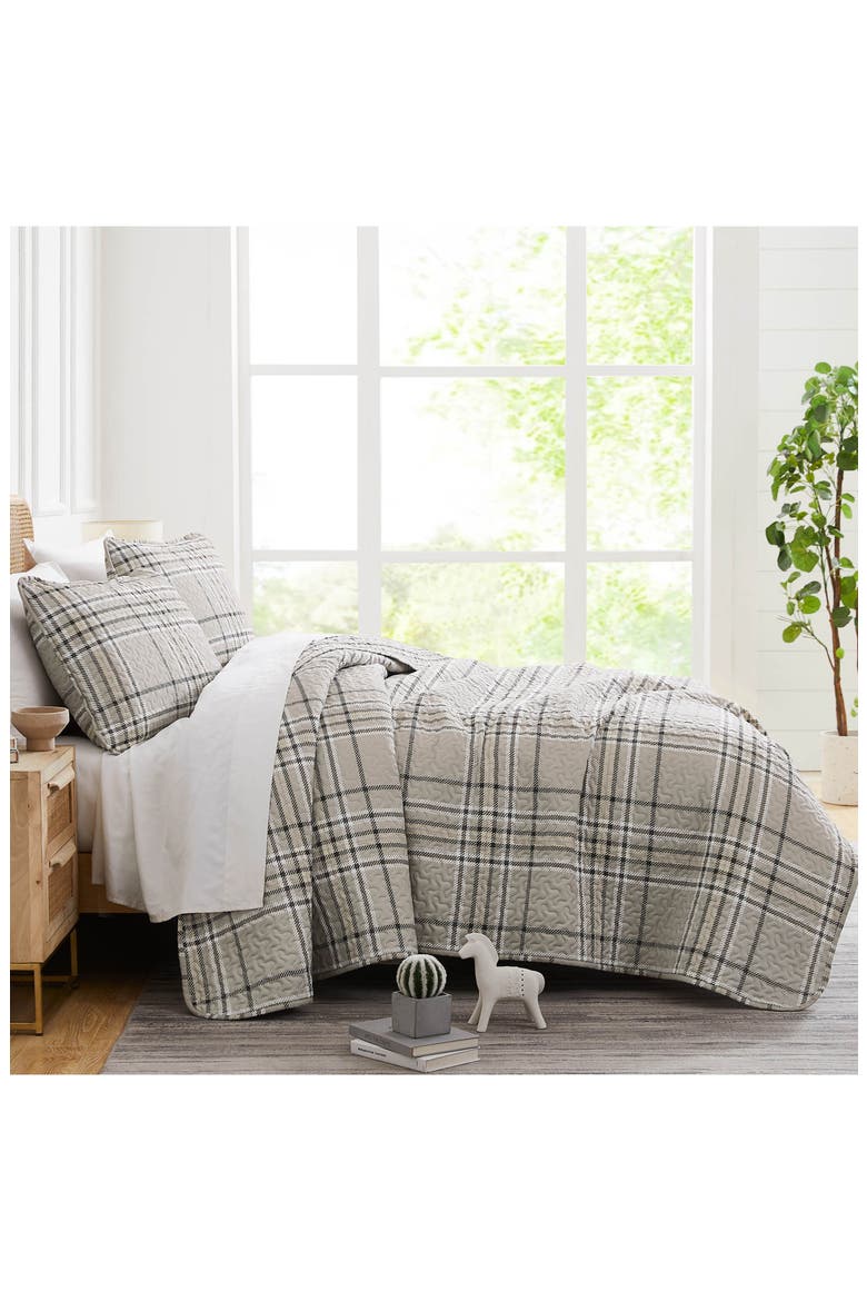 Plaid Collection- Luxury Premium Oversized Quilt Set, Alternate, color, MOCHA