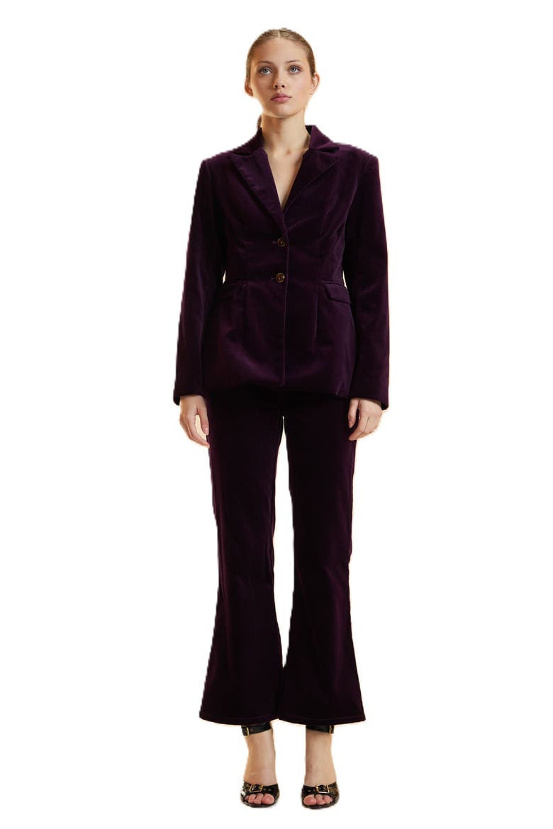 Velveteen Fitted Blazer, Main, color, Purple