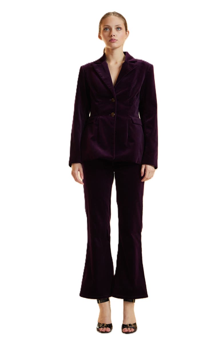 Cynthia Rowley Velveteen Fitted Blazer, Main, color, Purple