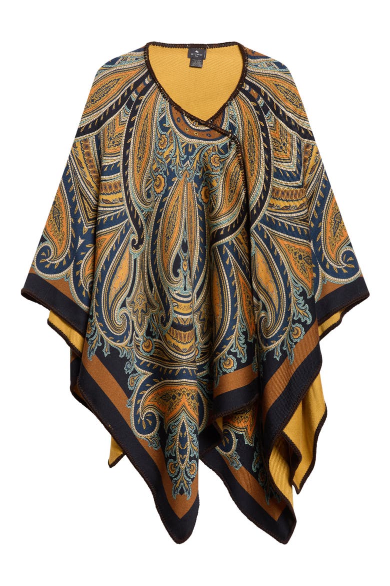 Paisley Print Twill Cape, Alternate, color, PRINT ON BLUE BASE