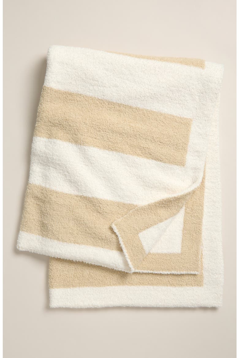 Print So Soft Chenille Blanket, Main, color, BEIGE OATMEAL CABANA STRIPE