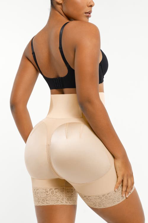 Shapellx Boned Sculpt High Waist Shorts In Sand