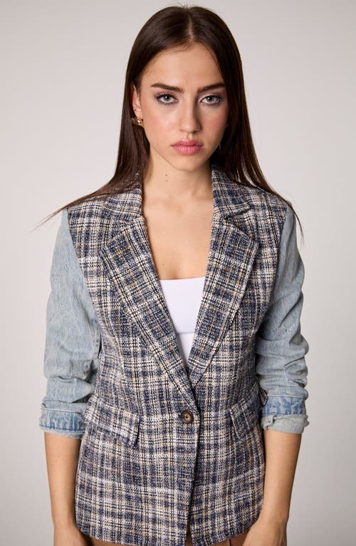 Blue Revival Mix Denim Helen Blazer In Tweed In Blue