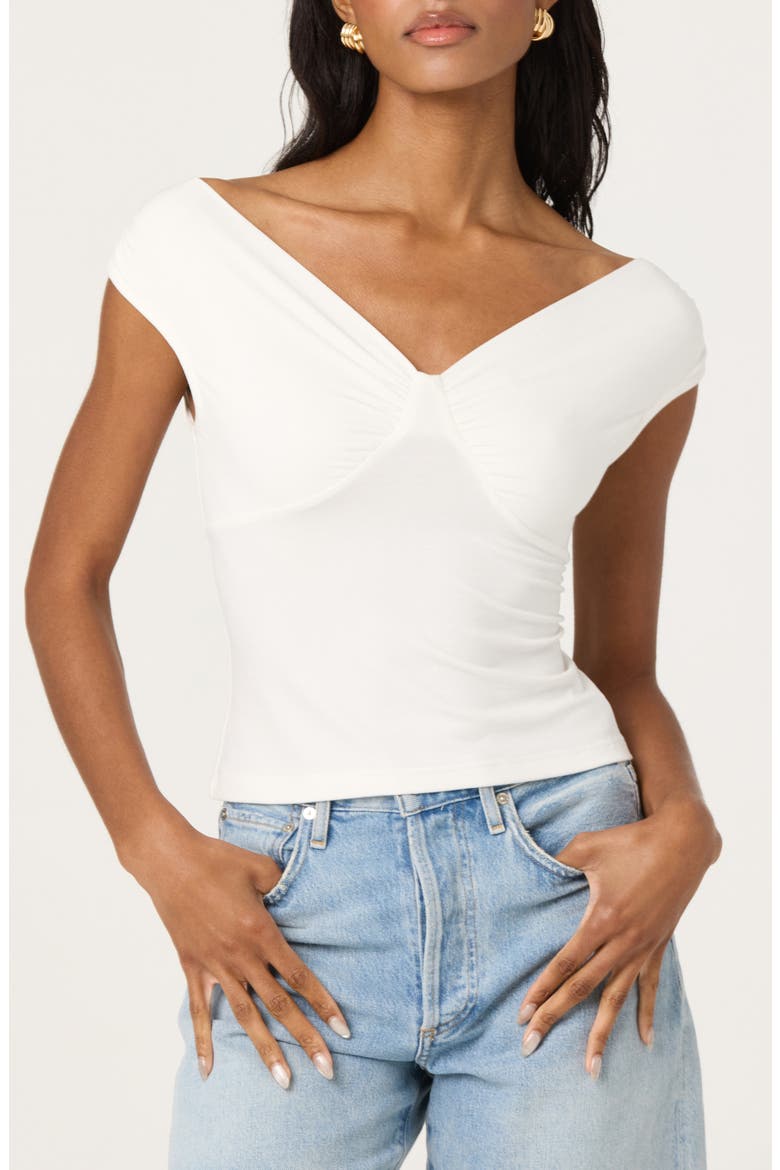 Ruched Off the Shoulder Top, Main, color, OFF WHITE