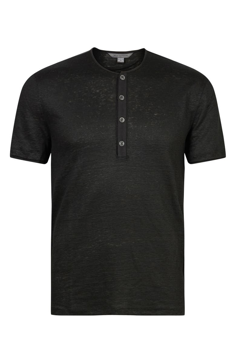John Varvatos Regular Fit Short Sleeve Linen Henley, Alternate, color, 