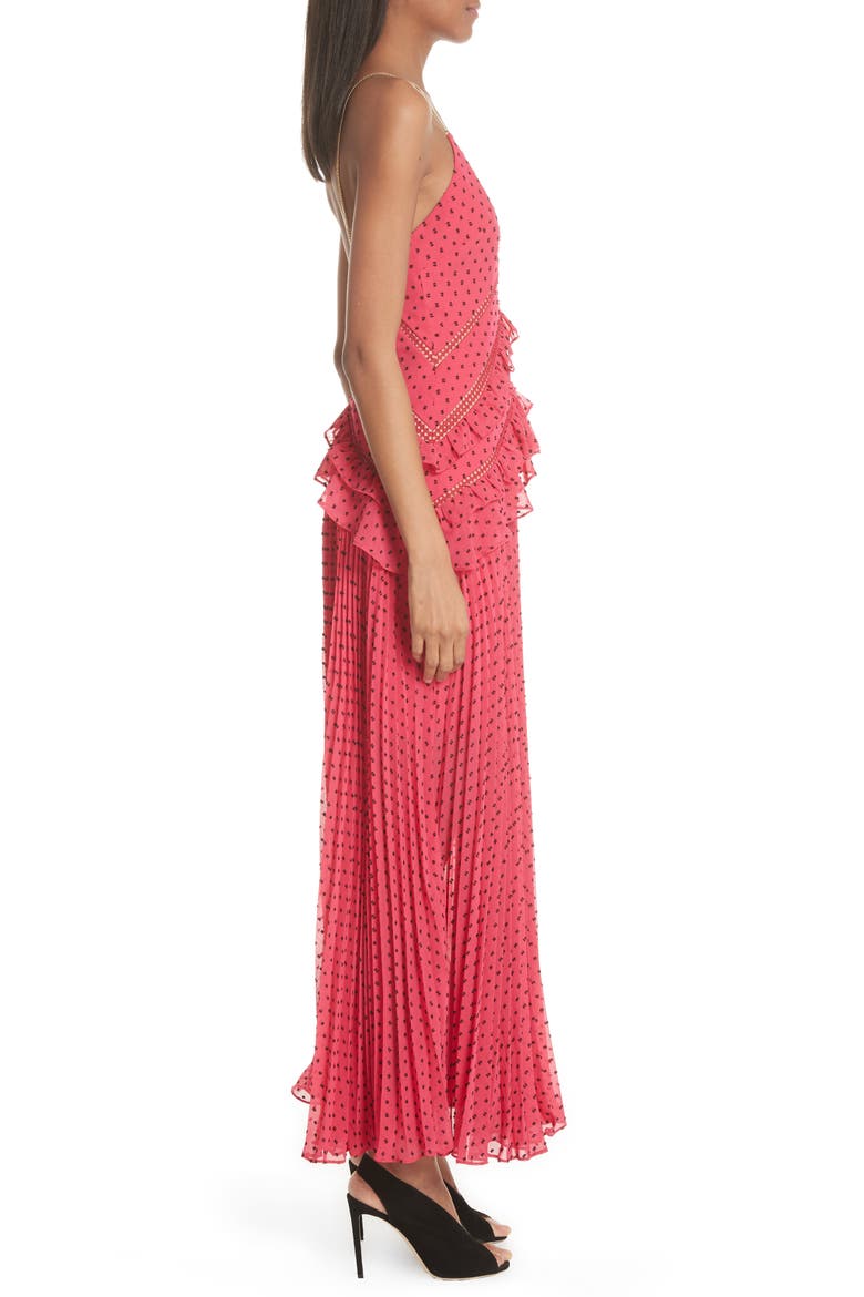Ruffle Detail Plumetis Gown, Alternate, color, FUCHSIA