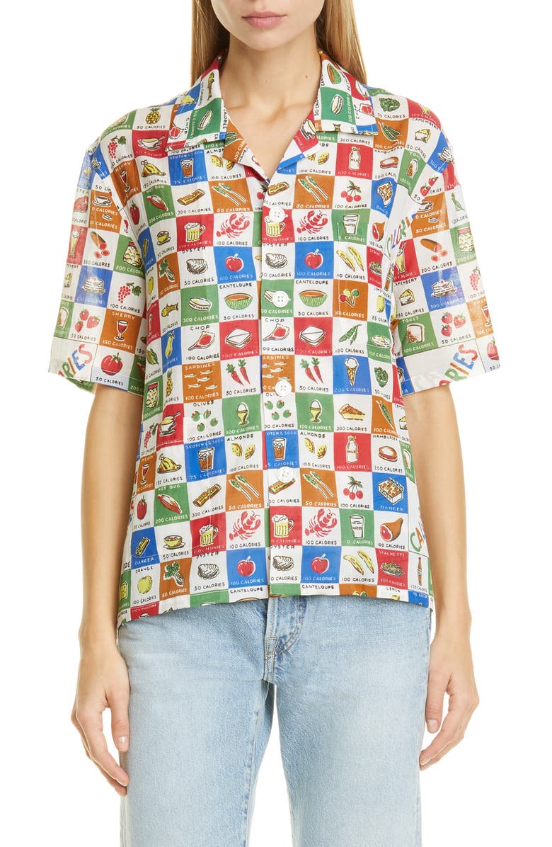Bode Calorie Print Camp Shirt, Main, color, 