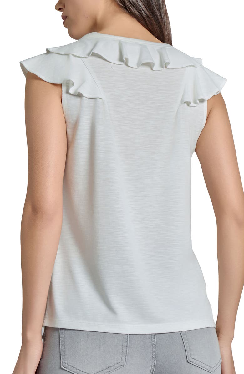 Jones New York Ruffle Neck Sleeveless Knit Top, Alternate, color, 