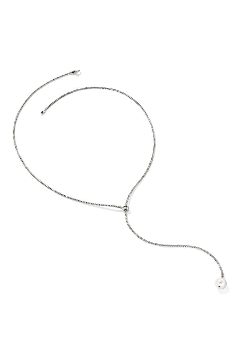 JH Essentials Pearl Lariat Necklace, 1.8mm, Alternate, color, SILVER