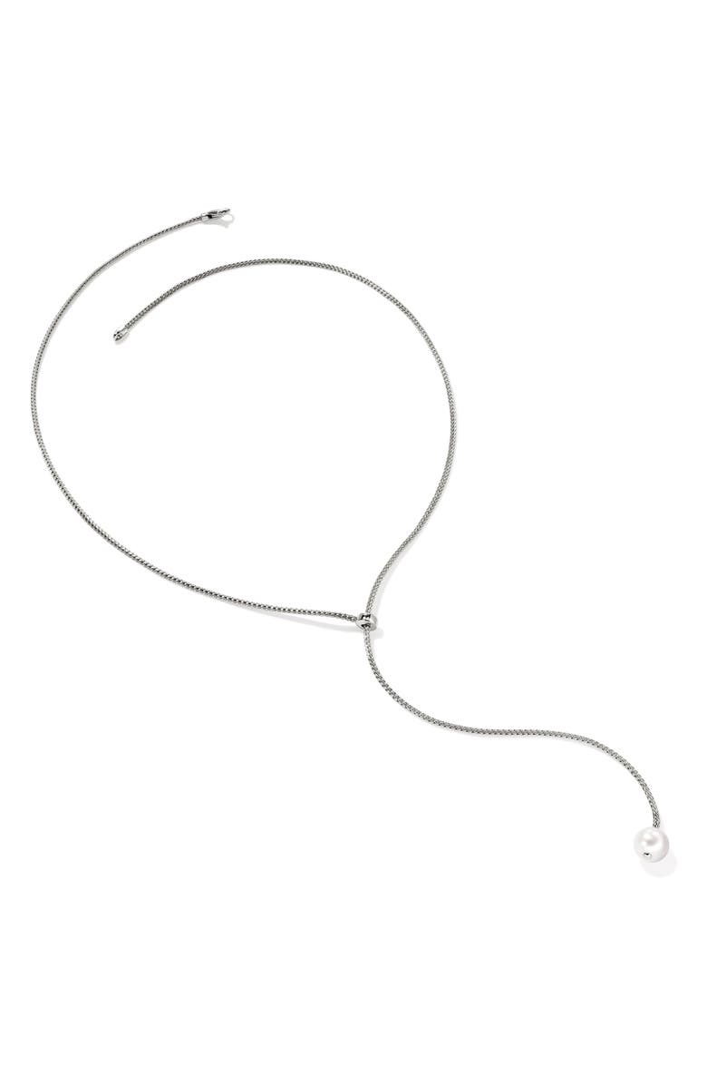 John Hardy JH Essentials Pearl Lariat Necklace, 1.8mm, Alternate, color, Silver