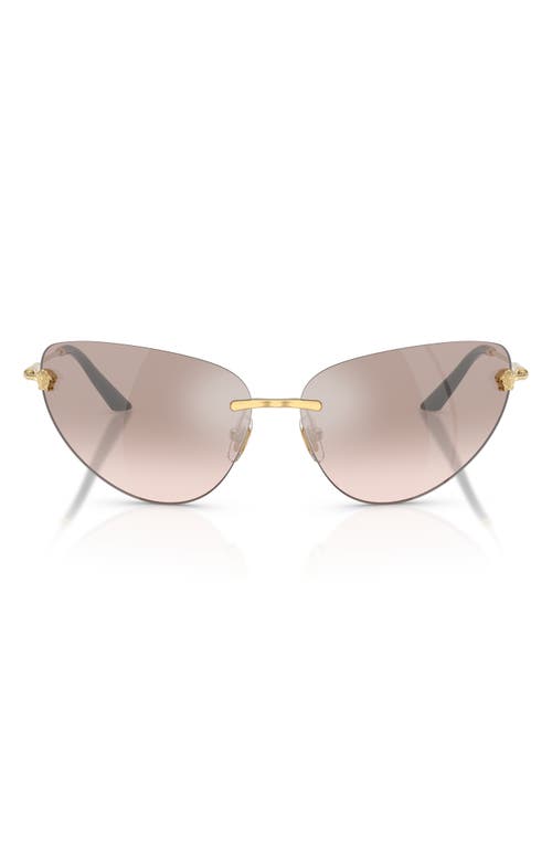 Versace 64mm Oversize Rimless Gradient Cat Eye Sunglasses In Gold+pink