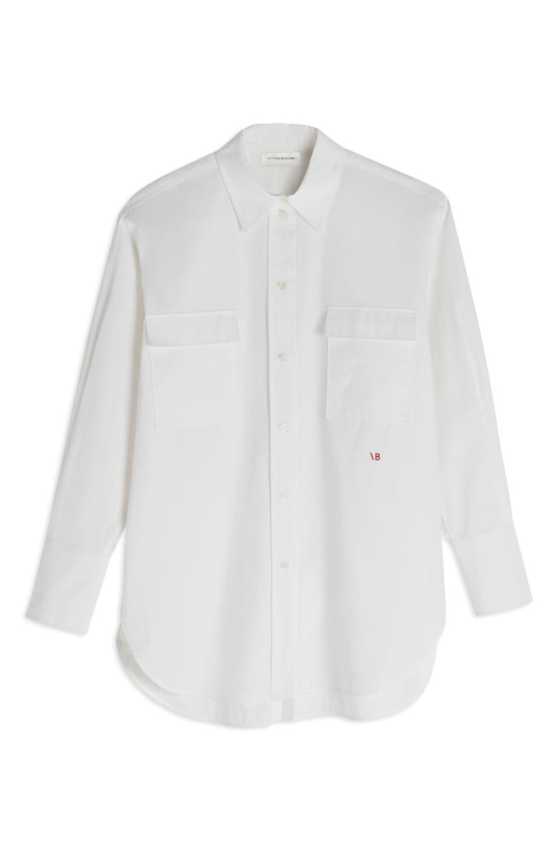 Victoria Beckham Pocket Cotton Poplin Button-Up Shirt, Alternate, color,