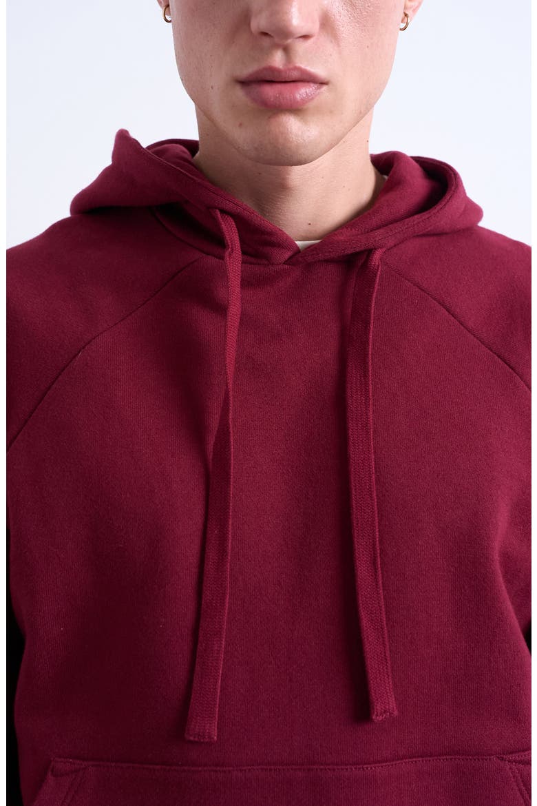 Boxy Cotton Blend Hoodie, Alternate, color, BURGUNDY
