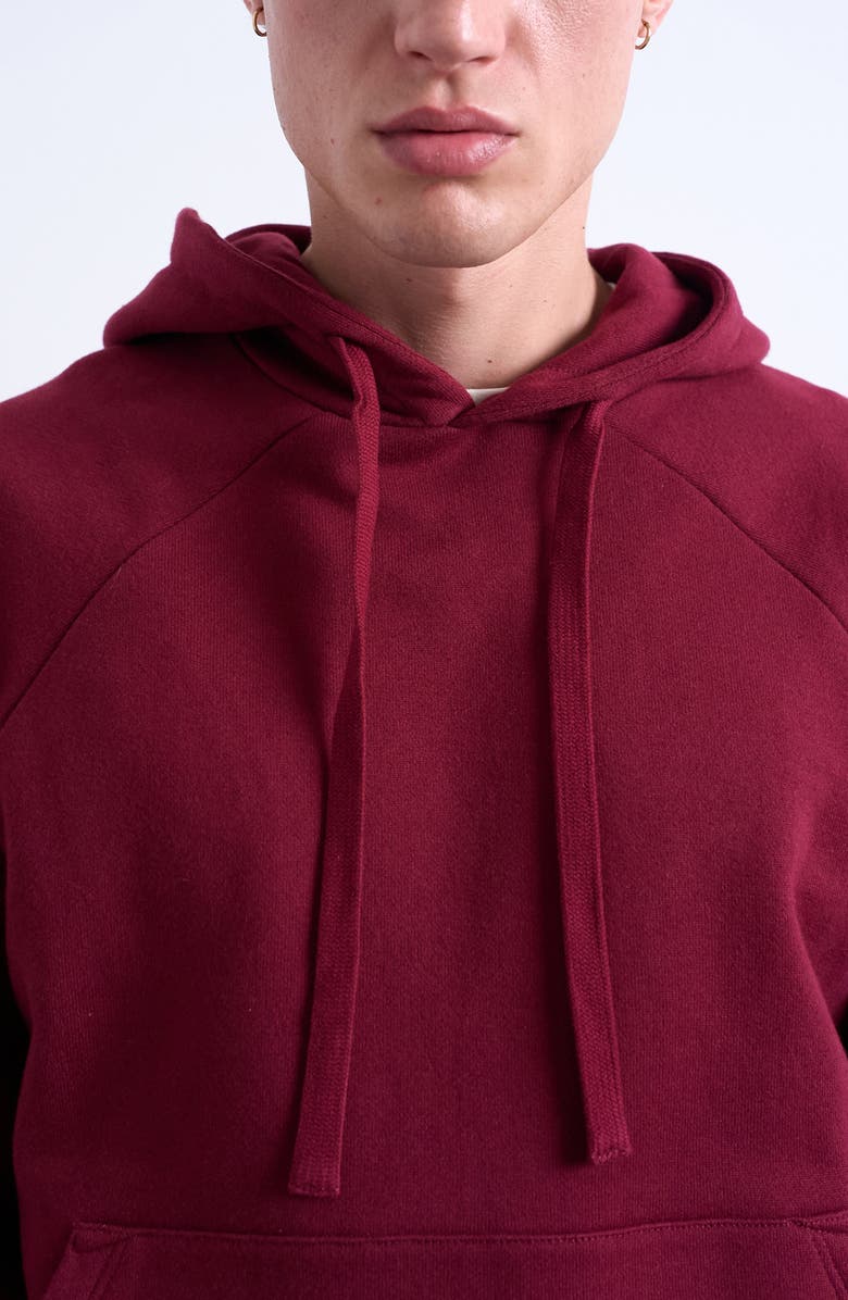 Topman Boxy Cotton Blend Hoodie, Alternate, color, Burgundy
