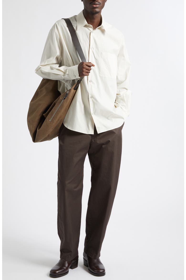 Regular Fit Cotton & Silk Button-Up Shirt, Alternate, color, LIGHT CREAM