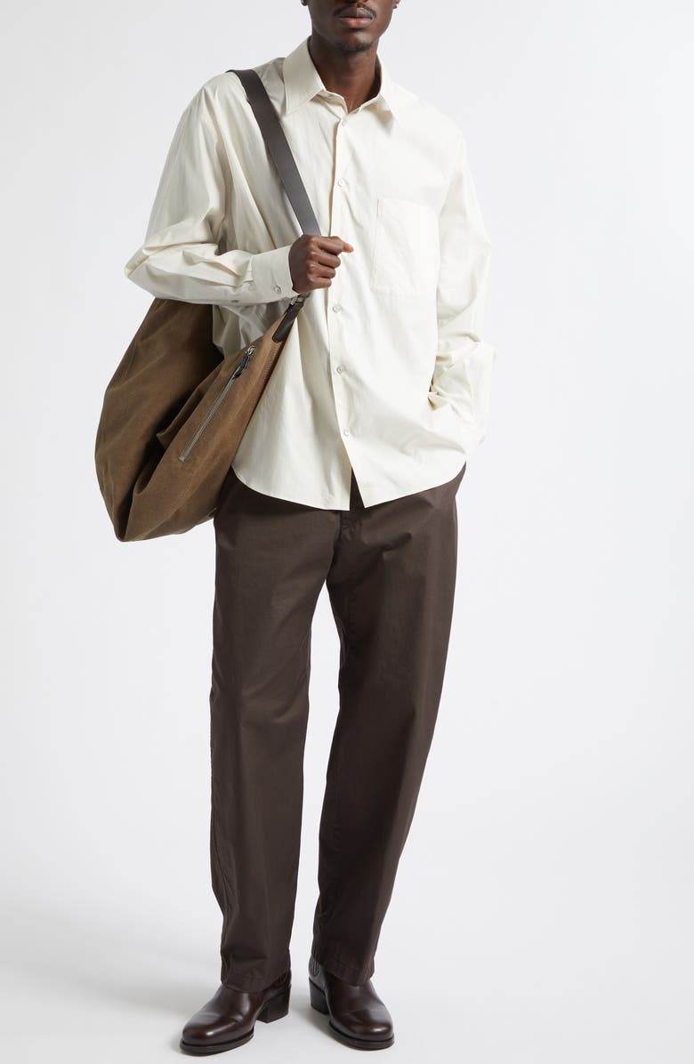 Lemaire Regular Fit Cotton & Silk Button-Up Shirt, Alternate, color, Light Cream