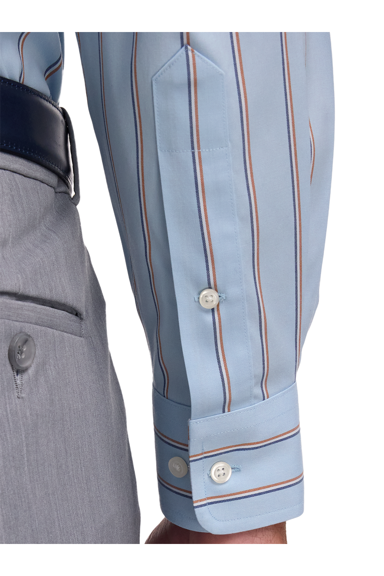 Cotton Buttondown Collar Broadcloth Classic Contrast Trim Button Cuff Long Sleeve Shirt, Alternate, color, Blue/Melon