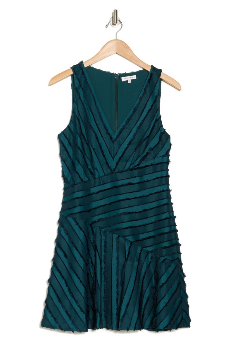 Sleeveless Eyelash Fringe Fit & Flare Dress, Alternate, color, GREEN NAVY COMBO
