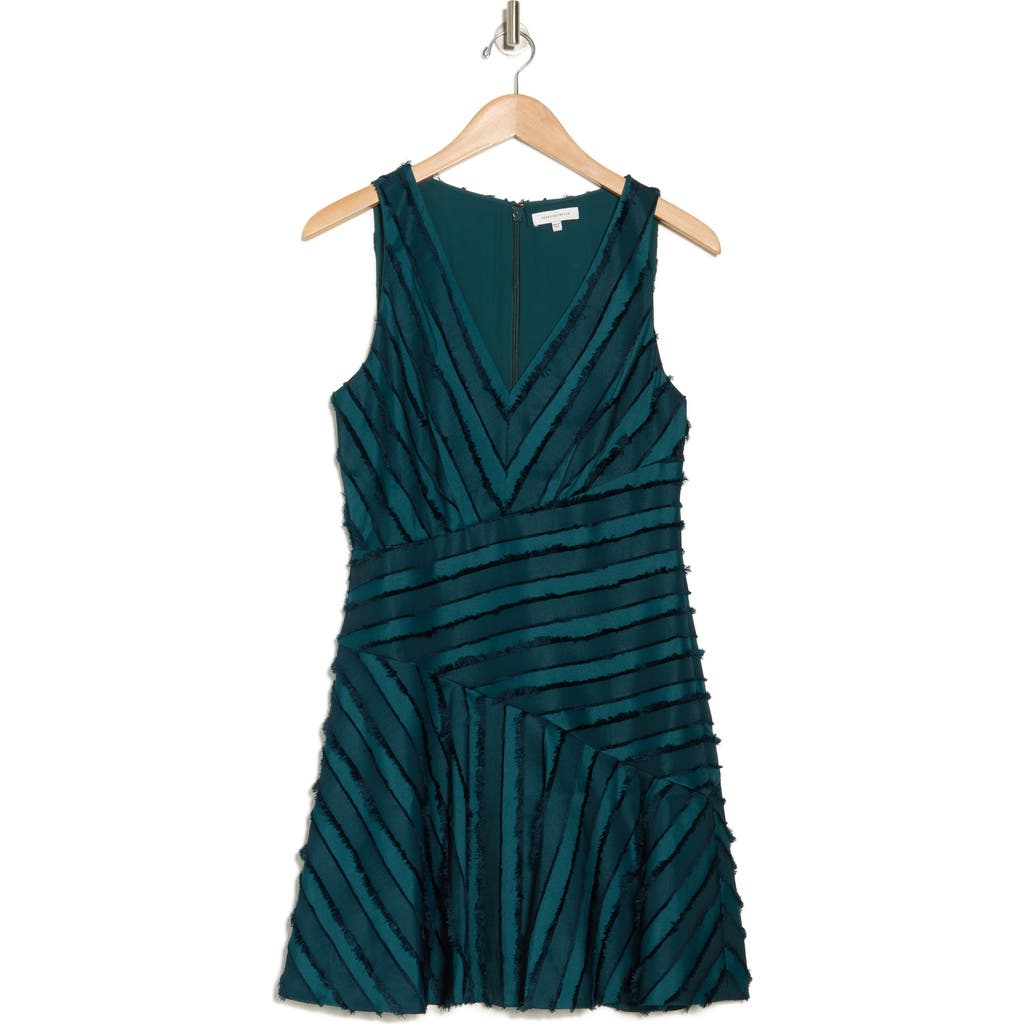 REBECCA TAYLOR REBECCA TAYLOR SLEEVELESS EYELASH FRINGE FIT & FLARE DRESS