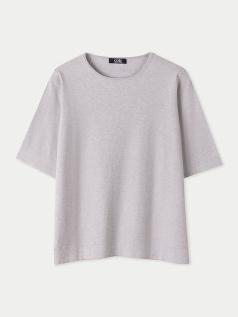 Box-Cut Cotton Silk Cashmere Blend T-Shirt