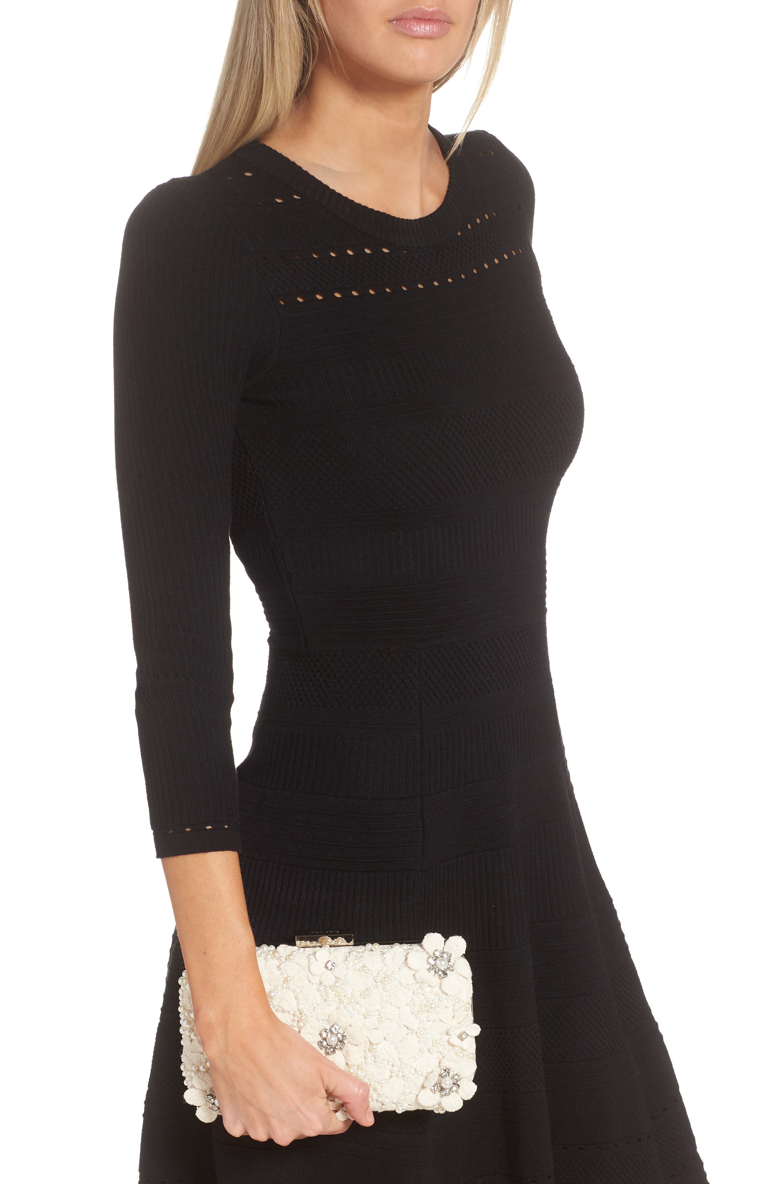 Olga Berg Beth Bead & Crystal Clutch, Alternate, color, Ivory