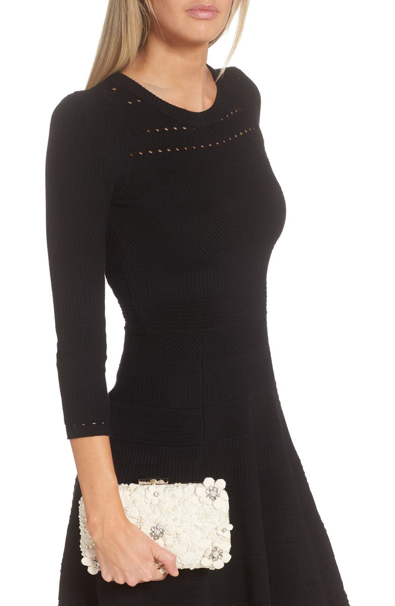 Olga Berg Beth Bead & Crystal Clutch, Alternate, color, Ivory