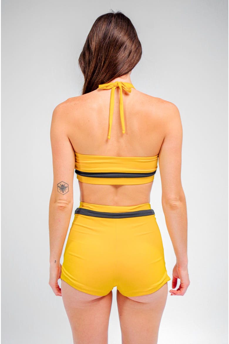 Moe Tie-Front Swim Shorts, Alternate, color, Mustard Yellow