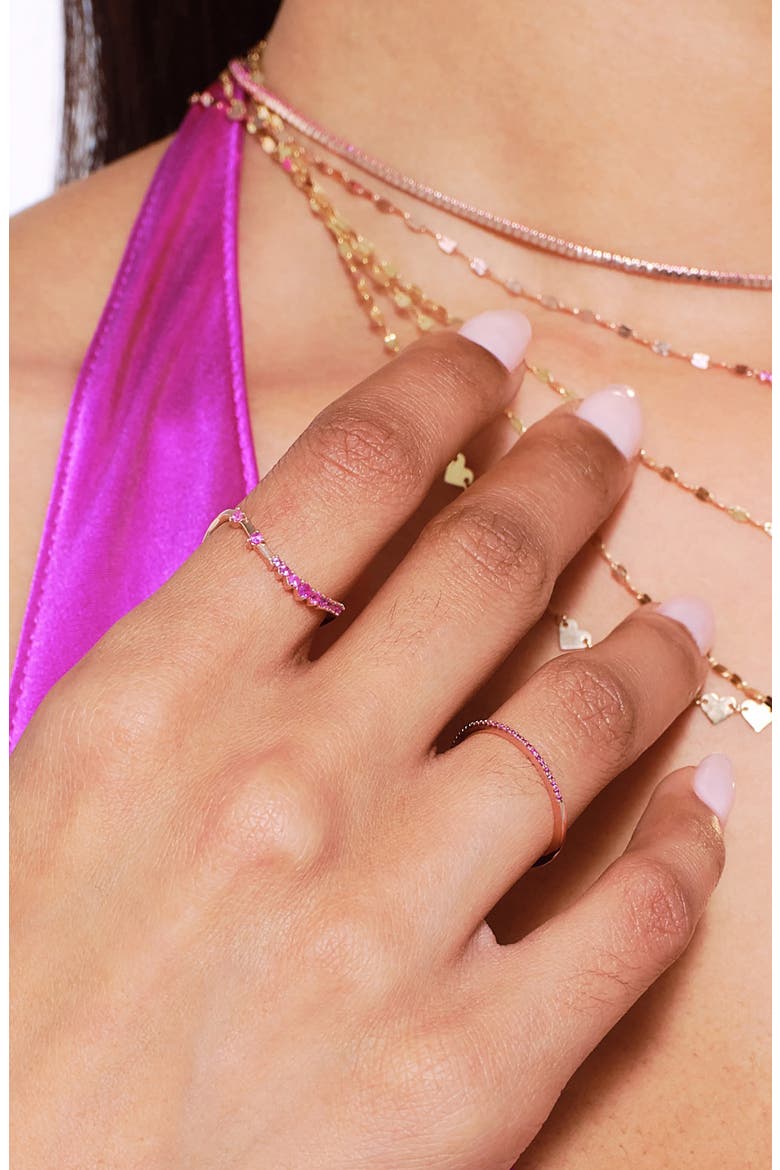 14K Gold Curved Solo Pink Sapphire Ring, Alternate, color, 14K YELLOW GOLD