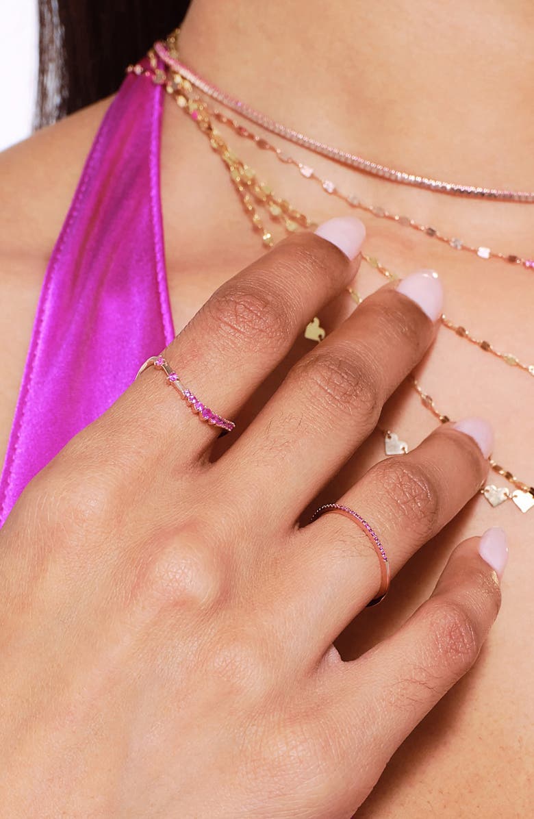 LANA 14K Gold Curved Solo Pink Sapphire Ring, Alternate, color, 14K Yellow Gold