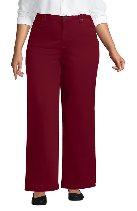 Plus Size High Rise 5 Pocket Wide Leg Chino Pants