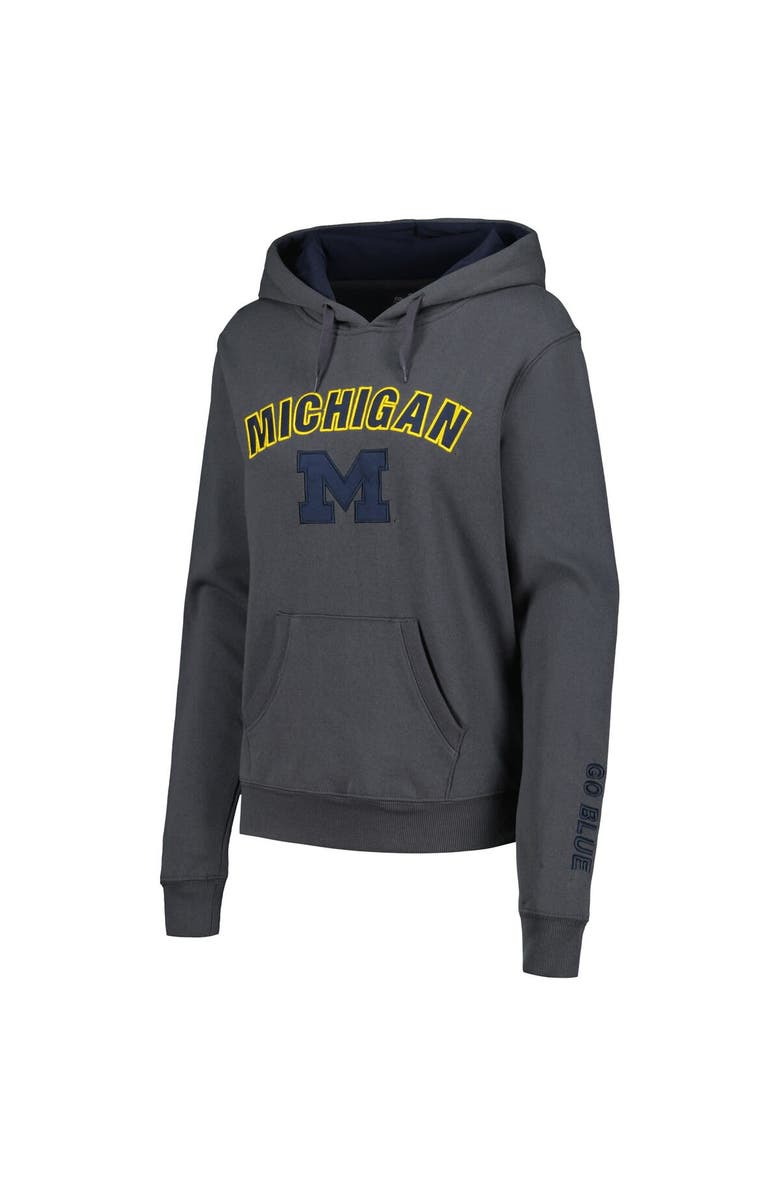 COLOSSEUM Women's Colosseum Charcoal Michigan Wolverines Arch & Logo Pullover Hoodie, Alternate, color, Charcoal