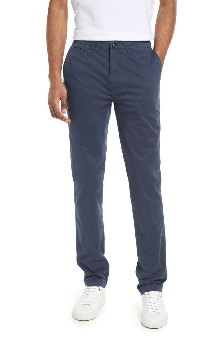 Stretch Cotton Straight Leg Chinos, Main, color, CARBON BLUE