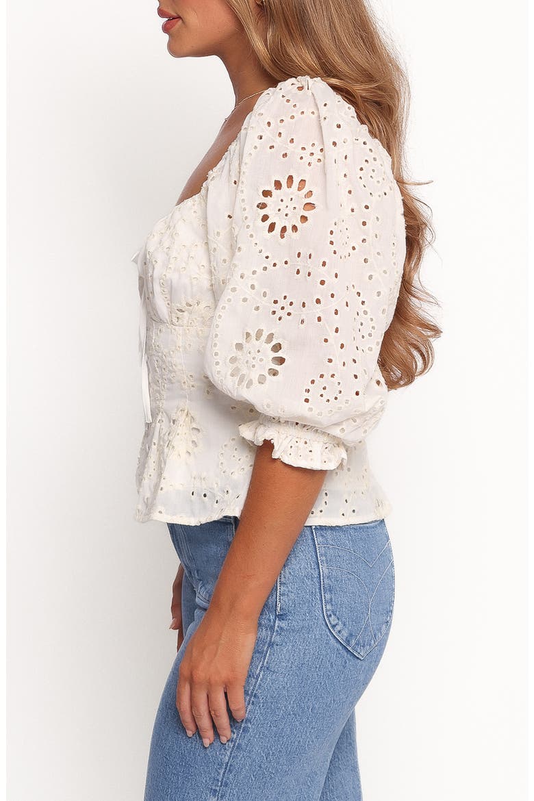 Mairead Eyelet Off the Shoulder Top, Alternate, color, CREAM
