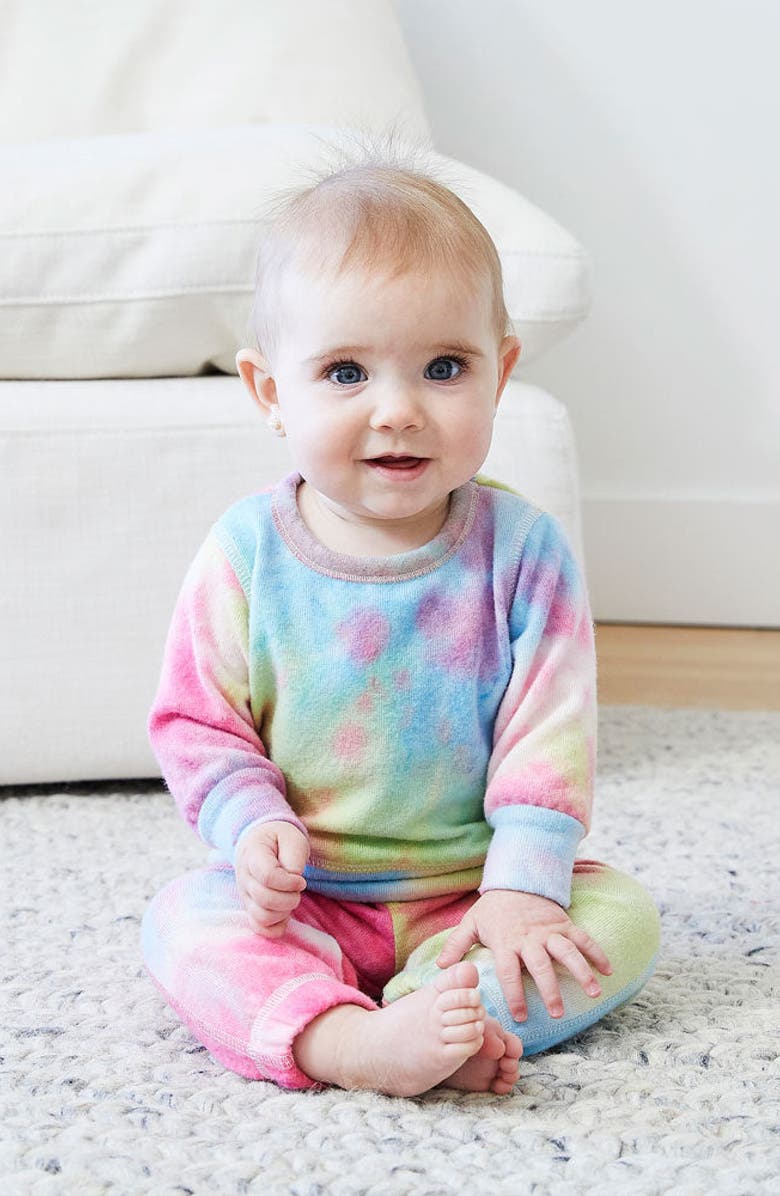 PAIGELAUREN Hacci Tie Dye Long Sleeve Top & Pants Lounge Set, Alternate, color, Pink