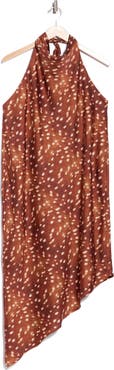 Renee C Asymmetric Satin Halter Dress