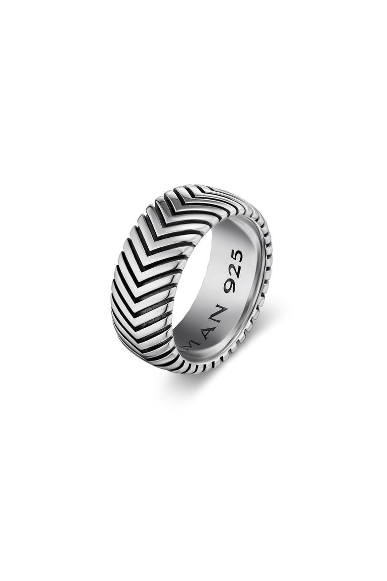 Men's Chevron Band Ring in Sterling Silver, 10mm, Alternate, color, SILVER